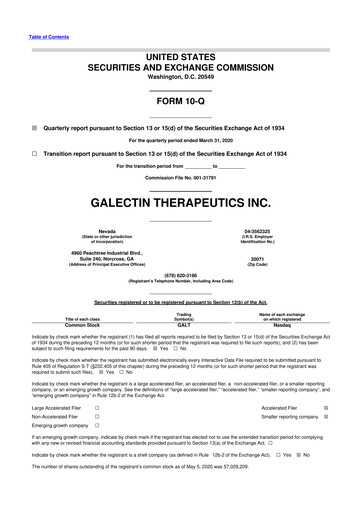 Thumbnail Galectin Therapeutics 10-Q Quarterly Report FY2020 