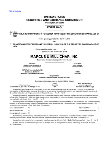 Miniature Marcus & Millichap 10-Q Rapport trimestriel 2020 