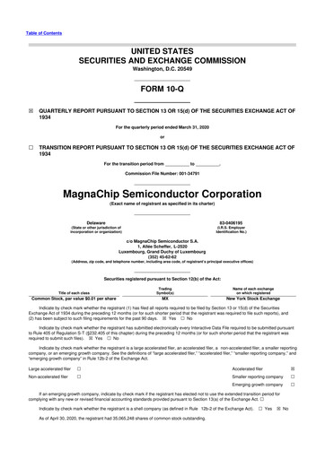Vorschaubild Magnachip Semiconductor 10-Q Quartalsbericht 2020 
