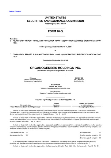Thumbnail Organogenesis 10-Q Quarterly Report FY2020 