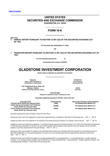Thumbnail Gladstone Investment 10-K Annual Report 