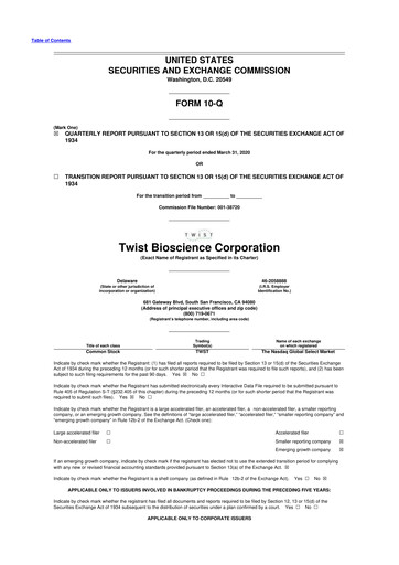 Thumbnail Twist Bioscience
 10-Q Quarterly Report FY2020 