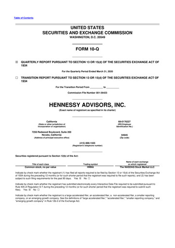 Thumbnail Hennessy Advisors 10-Q Quarterly Report FY2020 