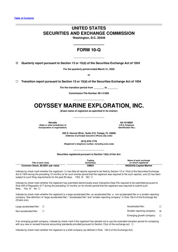 Thumbnail Odyssey Marine Exploration 10-Q Quarterly Report FY2020 