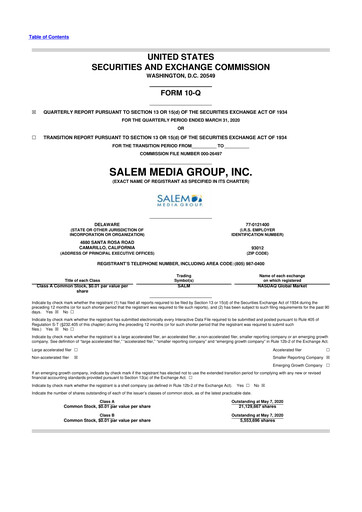 Thumbnail Salem Media Group
 10-Q Quarterly Report FY2020 