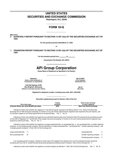 Thumbnail APi Group 10-Q Quarterly Report FY2020 