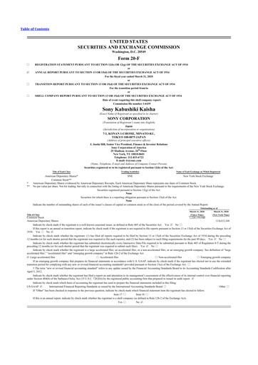 Thumbnail Sony 20-F Annual Report 2020