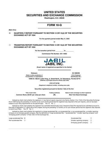 Thumbnail Jabil 10-Q Quarterly Report FY2020 