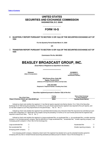 Thumbnail Beasley Broadcast Group
 10-Q Quarterly Report FY2020 