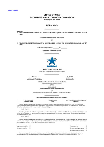 Thumbnail Landstar System
 10-Q Quarterly Report FY2020 