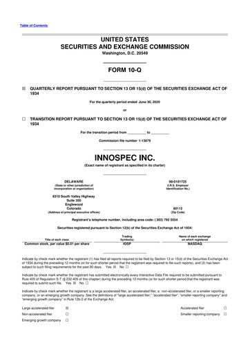 Thumbnail Innospec 10-Q Quarterly Report FY2020 