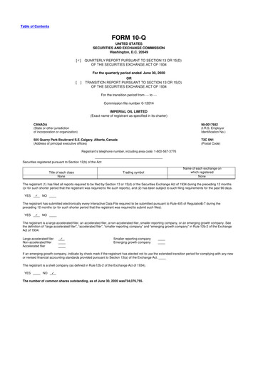 Thumbnail Imperial Oil
 10-Q Quarterly Report FY2020 