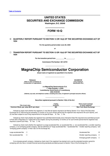 Vorschaubild Magnachip Semiconductor 10-Q Quartalsbericht 2020 