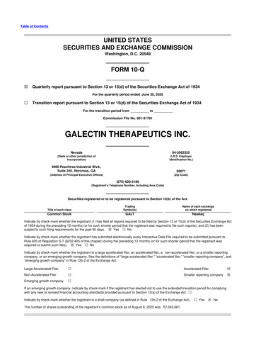 Thumbnail Galectin Therapeutics 10-Q Quarterly Report FY2020 