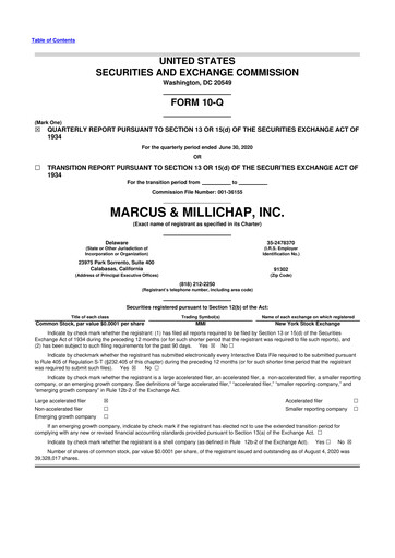 Miniature Marcus & Millichap 10-Q Rapport trimestriel 2020 