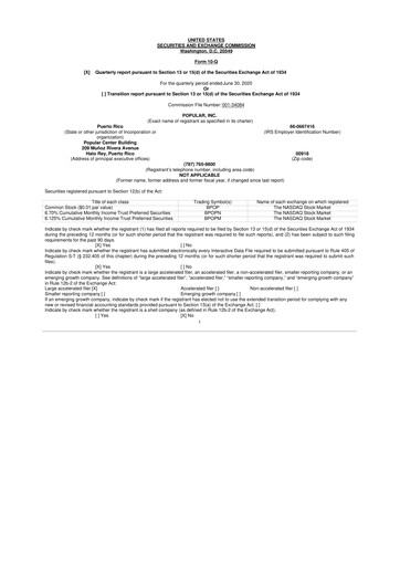 Thumbnail Popular, Inc. (Banco Popular de Puerto Rico) 10-Q Quarterly Report FY2020 