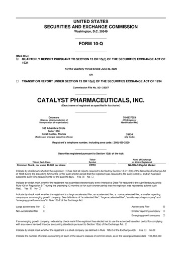 Thumbnail Catalyst Pharmaceuticals 10-Q Quarterly Report FY2020 