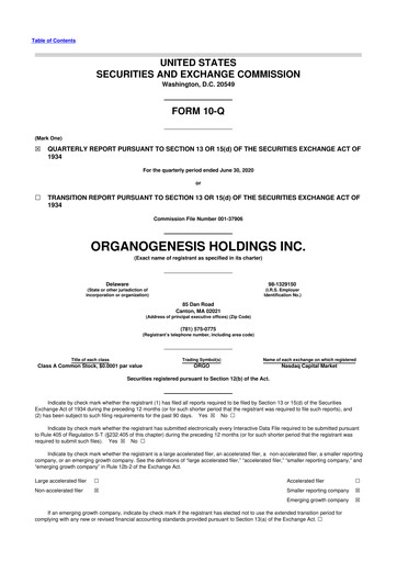 Thumbnail Organogenesis 10-Q Quarterly Report FY2020 