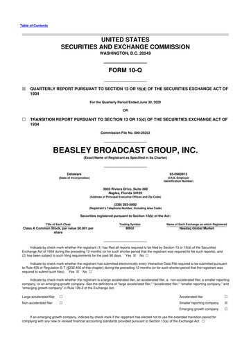 Thumbnail Beasley Broadcast Group
 10-Q Quarterly Report FY2020 