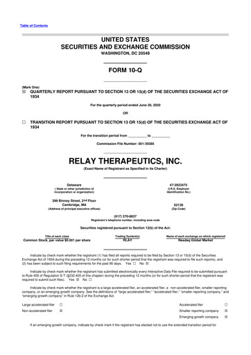Thumbnail Relay Therapeutics 10-Q Quarterly Report FY2020 