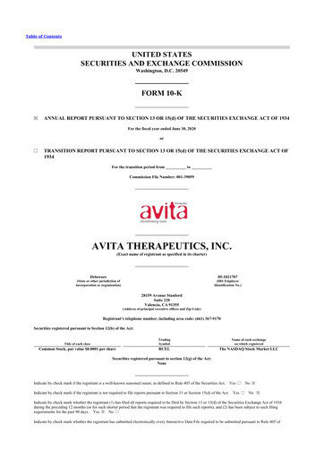 Vorschaubild AVITA Medical
 10-K Jahresbericht 2020