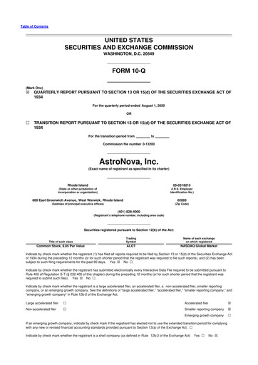 Miniature AstroNova, Inc. 10-Q Rapport trimestriel 2021 