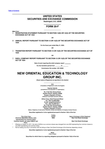 Vorschaubild New Oriental 20-F Jahresbericht 2020