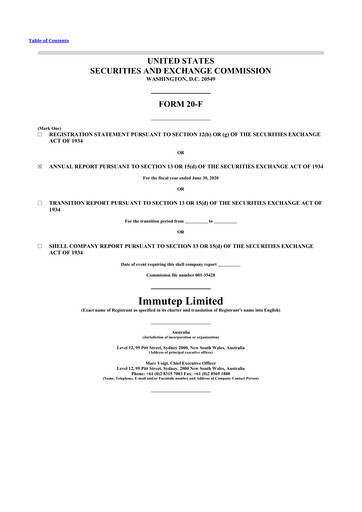 Thumbnail Immutep 20-F Annual Report 2020