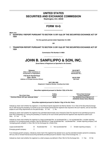 Thumbnail John B. Sanfilippo & Son 10-Q Quarterly Report FY2021 