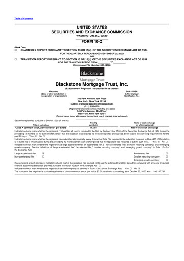 Thumbnail Blackstone Mortgage Trust
 10-Q Quarterly Report FY2020 