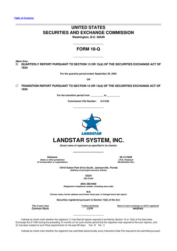 Thumbnail Landstar System
 10-Q Quarterly Report FY2020 