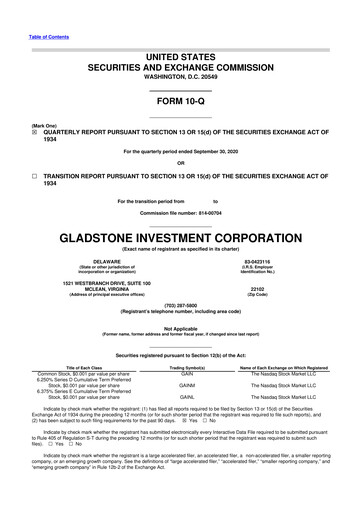 Thumbnail Gladstone Investment 10-Q Quarterly Report FY 