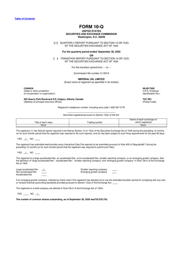 Thumbnail Imperial Oil
 10-Q Quarterly Report FY2020 