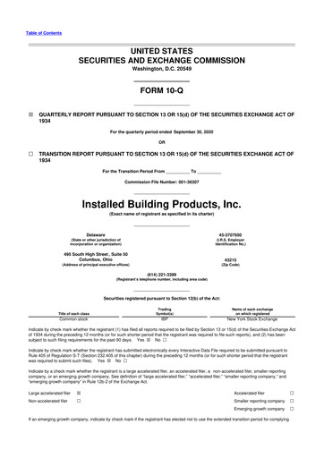 Vorschaubild Installed Building Products 10-Q Quartalsbericht 2020 