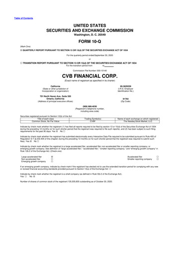 Thumbnail CVB Financial 10-Q Quarterly Report FY2020 
