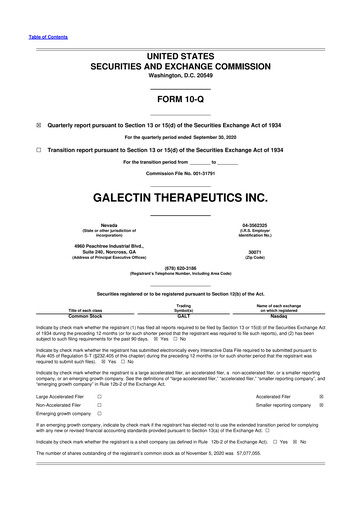 Thumbnail Galectin Therapeutics 10-Q Quarterly Report FY2020 