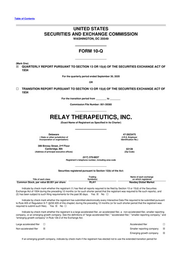 Thumbnail Relay Therapeutics 10-Q Quarterly Report FY2020 