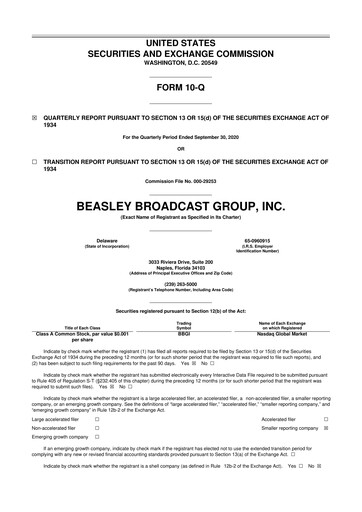 Thumbnail Beasley Broadcast Group
 10-Q Quarterly Report FY2020 