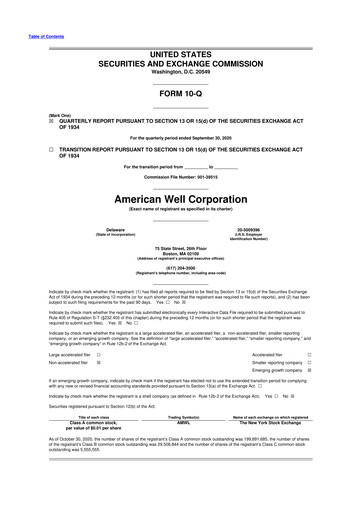 Thumbnail American Well
 10-Q Quarterly Report FY2020 