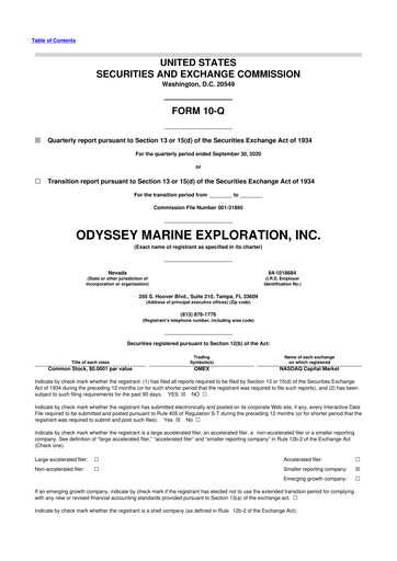 Thumbnail Odyssey Marine Exploration 10-Q Quarterly Report FY2020 