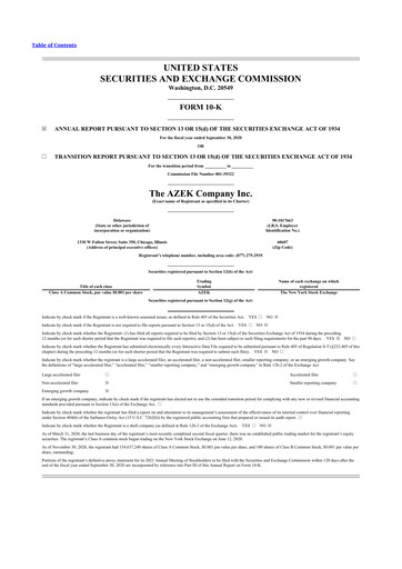 Thumbnail The AZEK Company
 10-K Annual Report 2020