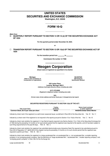 Vorschaubild Neogen 10-Q Quartalsbericht 2021 