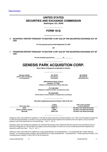 Miniature Redwire 10-Q Rapport trimestriel 2020 