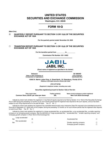 Thumbnail Jabil 10-Q Quarterly Report FY2021 