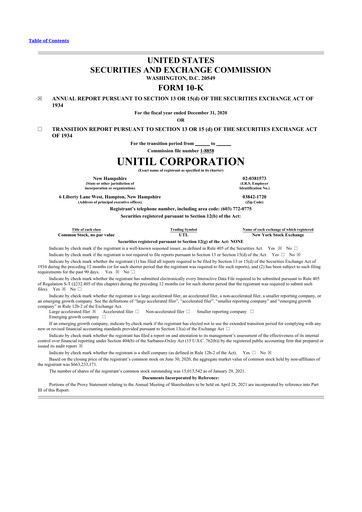 Thumbnail Unitil Corporation
 10-K Annual Report 2020