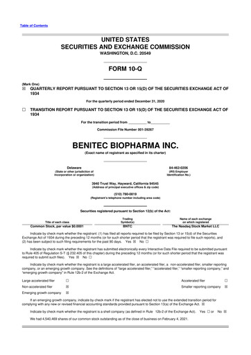 Thumbnail Benitec Biopharma
 10-Q Quarterly Report FY2021 