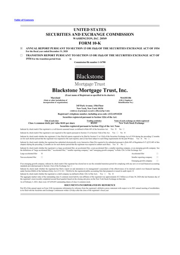 Thumbnail Blackstone Mortgage Trust
 10-K Annual Report 2020