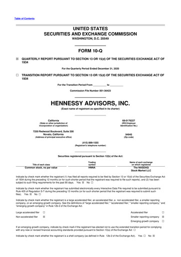 Thumbnail Hennessy Advisors 10-Q Quarterly Report FY2021 