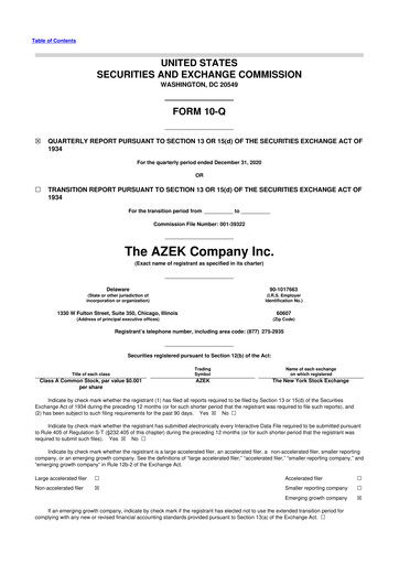 Miniature The AZEK Company
 10-Q Rapport trimestriel 2021 