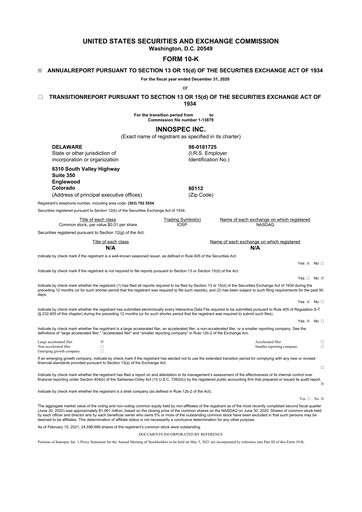 Thumbnail Innospec 10-K Annual Report 2020